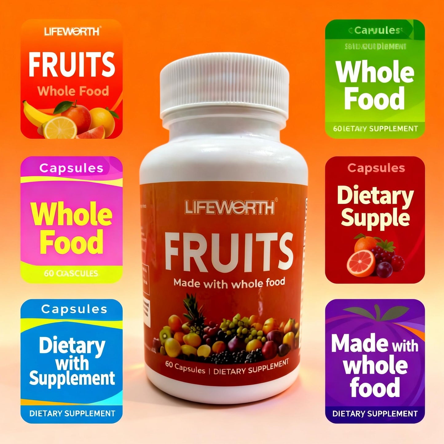 LIFEWORTH FRUITS: Whole Food Dietary Supplement (60 Capsules)
