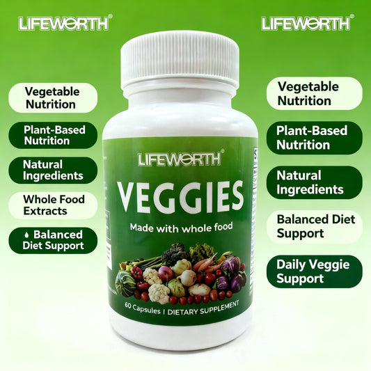 LIFEWORTH Whole Food Veggies Capsules - Daily Vegetable Nutrition Support (60 Count)
