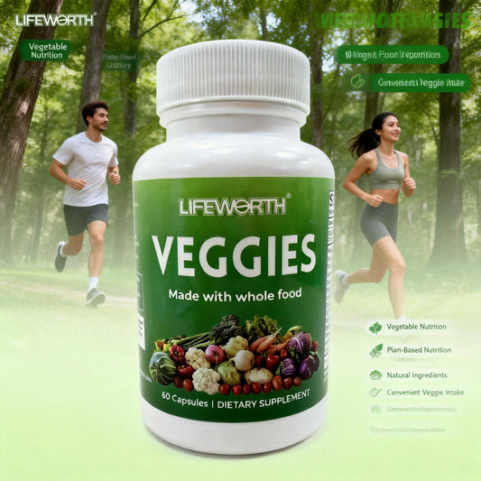 LIFEWORTH Whole Food Veggies Capsules - Daily Vegetable Nutrition Support (60 Count)